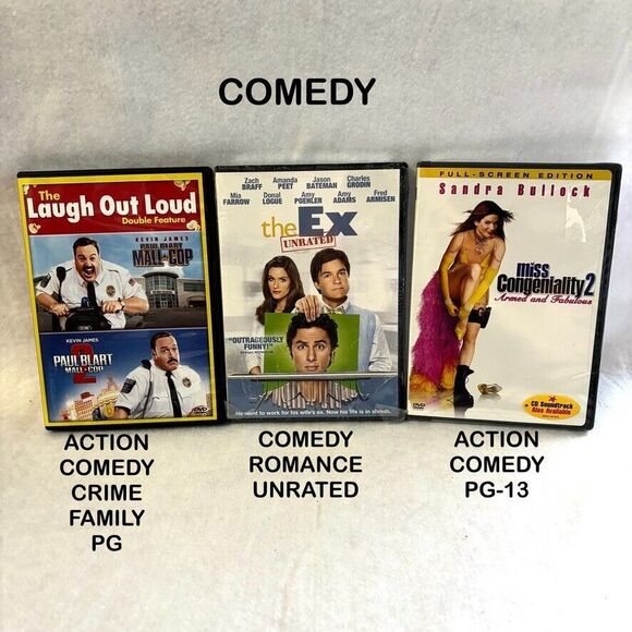 DVD Comedy 4 Pack The EX  Paul Blart Mall Cop 1 & 2 Miss Congeniality 2 Movies - Picture 1 of 11